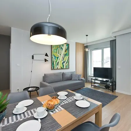 Chic Designer With Original Art And Old Town View Gdansk