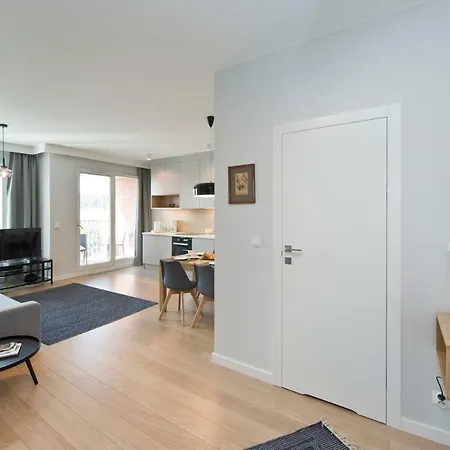 Chic Designer With Original Art And Old Town View Gdansk
